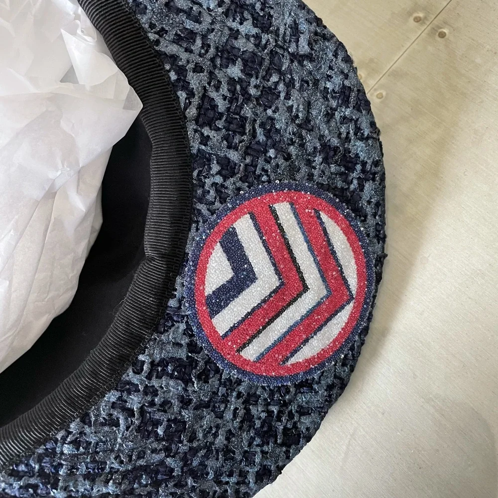 Chanel tweed blue baseball cap hat